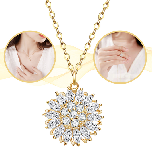 Collar Girasol Giratorio Plata 925: Brillo Radiante, Lujo y Felicidad